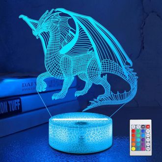 OEM Linterna Nocturna 3d Con Forma De Drag&oacute;n, Luz Nocturna Con Ilusi&oacute;n &Oacute;ptica 3d Para Ni&ntilde;os, 16 Colores Con Control Remoto, Ideal Para Decorar La Habitaci