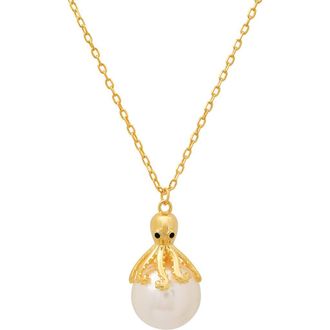 Queen Jewels Octopus 12-13mm Imitation Pearl Pendant Necklace in Gold at Nordstrom Rack