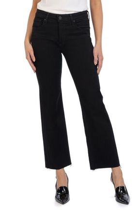 Kut from the Kloth Kelsey Raw Hem Mid Rise Ankle Flare Jeans in Black Jm at Nordstrom, Size 14