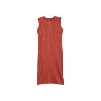 Issey Miyake Pleats Please Jurk - Dames - Jurken - Rood - Maat: 2XL Poliester
