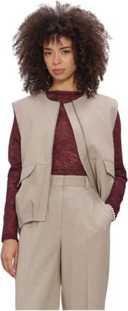 Catwalk Junkie Jassen, Dames, Beige, XL, Polyester, Check Bodywarmer