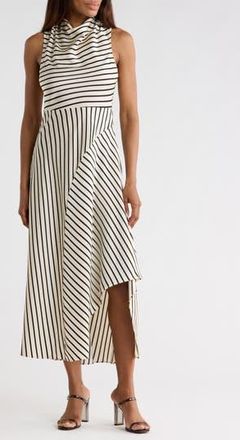 Area Stars Divya Stripe Sleeveless Midi Dress in Black White at Nordstrom Rack, Size X-Large
