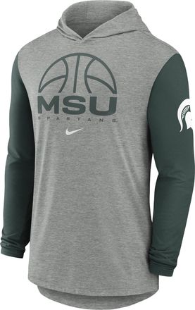 Nike Michigan State Basketball Nike Mens Dri-FIT College Long-Sleeve Hooded T-Shirt in Grey | 01NB075NMST-8SY