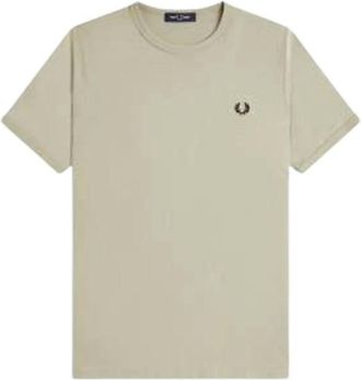 Fred Perry T-Shirts, male, Beige, Size: XL Ringer T-Shirt