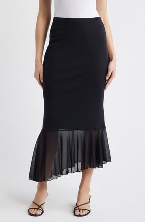 Loveappella Flounce Midi Skirt in Black at Nordstrom, Size X-Large