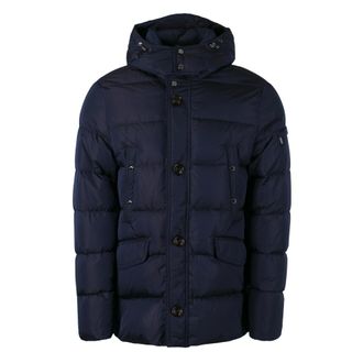 Moorer Down Jackets, male, Blue, XL, Colin Hooded Nylon Down Jacket