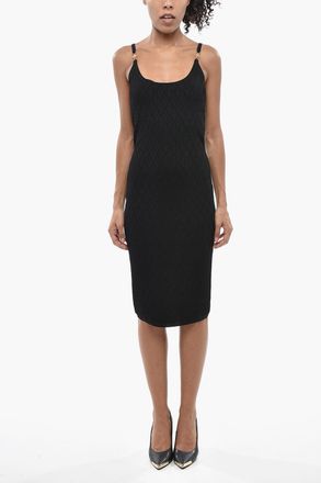 Versace Sleeveless Fitted Dress with Iconic Gold-Effect Detail Versace