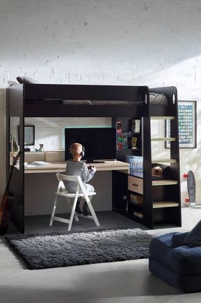 Julian Bowen Blaze Gaming Highsleeper Loft Bed with Desk in Black | Size: Single