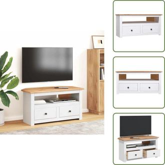 vidaXL The Living Store Mobile Porta TV Angolare Bianco 93x49x49cm in Pino Serie Panama - Credenza TV