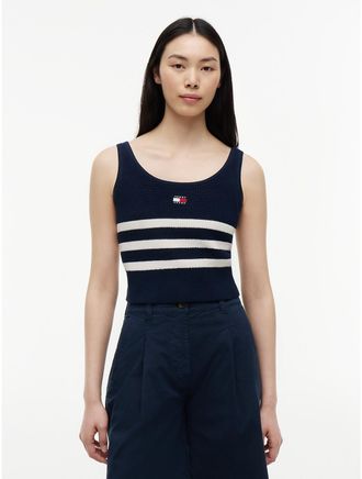 Tommy Hilfiger Womens Tommy Jeans Striped Sweater Tank Top - Navy - XL
