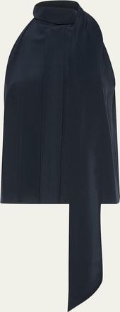 Max Mara Pleated Silk Crepe De Chine Halter Top