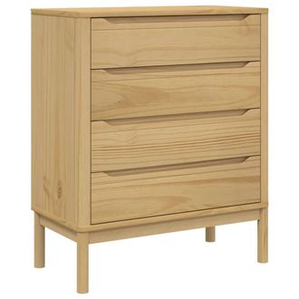 Berkfield Home Chest of Drawers FLORO Wax Brown Solid Wood Pine in Tan