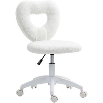 HOMCOM Homcom - Armless Heart Desk Chair, Makeup Vanity Chair for Home, White