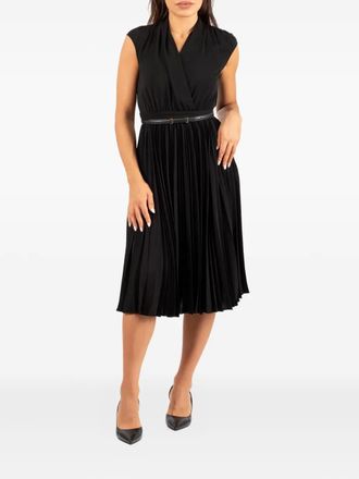Max Mara Abito plissettato con cintura - Nero