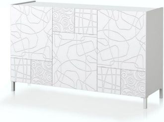 Oresteluchetta Oresteluchetta - Madia 3 ante effetto legno laccata bianca cm. H.84 x L.130 x P.40