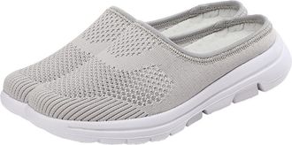 Yardwe Mesh Breathable Half Slippers Lightweight Summer Shoes for Women Stretchy Soft Upper Casual Footwear Thin Travel Essentials Grey