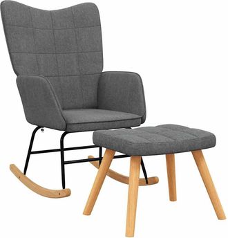 vidaXL Silla Mecedora Con Reposapi&eacute;s Tela Gris Oscuro Vidaxl