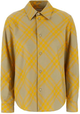 Burberry Geruit Flanellen Overhemd - Dames - Overhemden - Geel - 3XS - Katoen - Overhemden