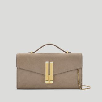 DeMellier The Vancouver Clutch in Light Taupe Suede Leather Clutch