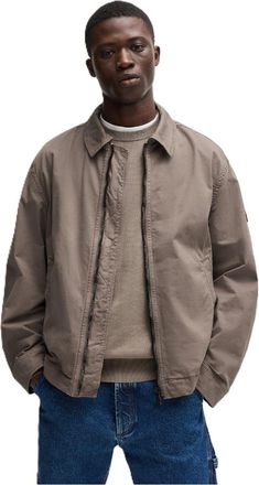 HUGO BOSS Mens Ocrush Solid Patterned Side Pocket Overshirt in Open Beige - Size 48 (Chest)