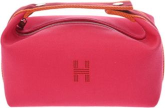 Herm&egrave;s Pink Silver Cotton Pouch (Pre-Owned)