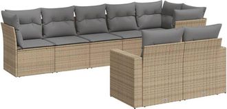 vidaXL Vidaxl - Juego De Sof&aacute;s De Jard&iacute;n Con Cojines Beige 8 Pzas Rat&aacute;n Pe
