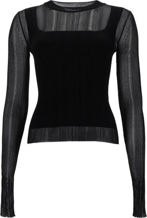 Sportmax Good Sheer Ribbed Long-Sleeve Viscose-Blend Top