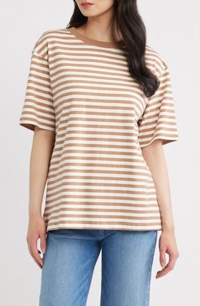 Good American The Overized Stripe T-Shirt in Clean Stripe Hearth at Nordstrom, Size X-Large