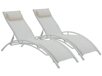 Habitat & Jardin Juego de 2 tumbonas crudo 181 x 58 x 93 cm