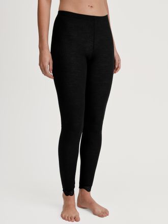 CALIDA Leggings CALIDA Richesse Lace, Damen, Gr. XS (36/38), N-Gr, ws schwarz, Feinripp, Obermaterial: 70% Schurwolle, 30% Seide, k&ouml;rpernah lang, Hosen Leggi