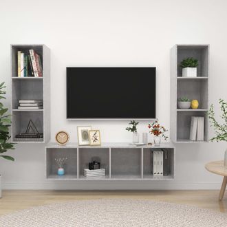 vidaXL Vidaxl - Set De Muebles De Sal&oacute;n 3 Pzas Madera Ingenier&iacute;a Gris Hormig&oacute;n