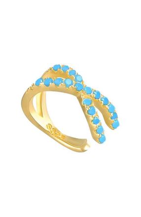 BEN ONI Pave X Ear Cuff in Gold /Turquoise at Nordstrom