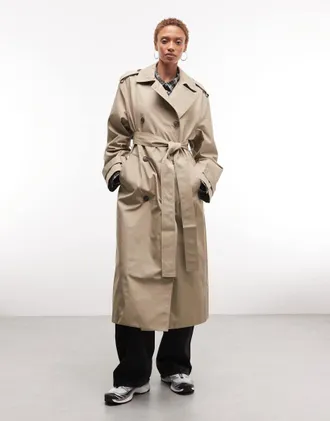 Weekday Trench oversize beige-Marrone