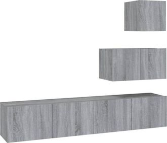 vidaXL 4 Piece tv Cabinet Set Grey Sonoma Engineered Wood Vidaxl