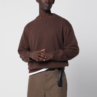 Prada Maglione girocollo color cacao in cashmere riciclato