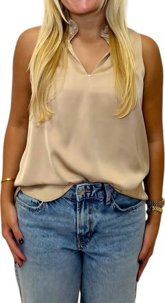 Jade Yoga Aviva V-Neck Top In Camel