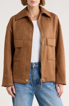 Max Studio Faux Suede Jacket in Vicuna-Vicuna at Nordstrom Rack, Size X-Small