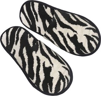 Generic Zebra Animal Men Women Shoes Fluffy Sliders Cosy House Slippers For Bedroom Winter Outdoor L