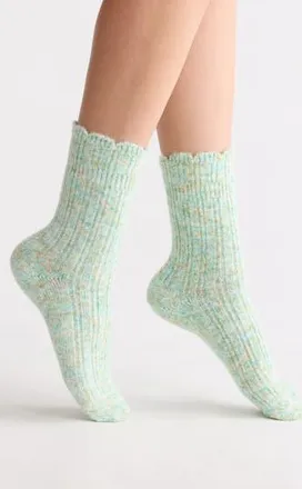 Nordstrom Cozy Scallop Crew Socks in Green at Nordstrom Rack, Size 9/11