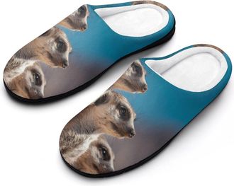 Generic Funny Meerkats Funny Mens Cotton Slippers Soft Non-Slip Rubber Sole House Slipper Indoor Outdoor