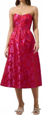 Sugarlips Floral Strapless Midi Dress In Pink/ Red