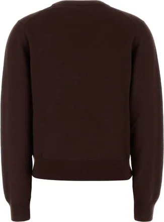 Maison Kitsun&eacute; Womens Chocolate Wool Sweater Darkwood Exterior: Maglieria