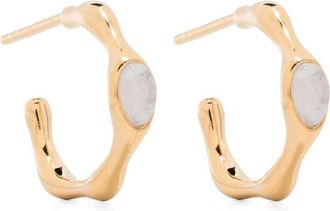Missoma Magma 18kt recycled gold vermeil hoop earrings - women - Recycled Sterling Silver/Moon Stone/Recycled 18kt Gold Vermeil - One Size
