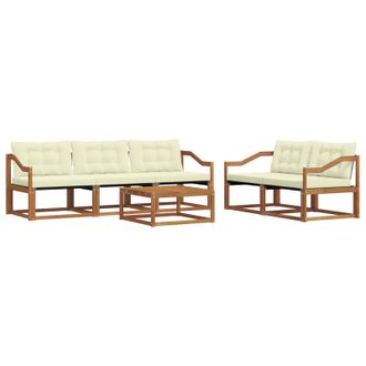 vidaXL Conjunto De Sof&aacute;s De Exterior Con Coj&iacute;n 6 Pcs Natural Y Crema Vidaxl