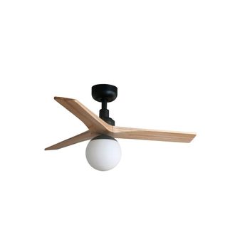 Netlighting Klim Small Black Light Pine Wood Ceiling Fan DC E27 6 Speed