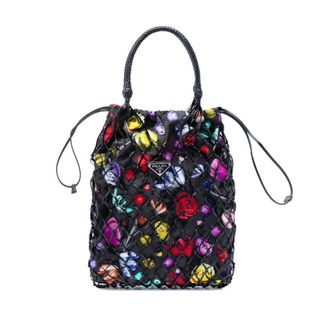 Prada Pre-owned Prada Mesh Leather and Floral Printed Tessuto Tote Ladies AMGNZDAM8M2OGJJ2