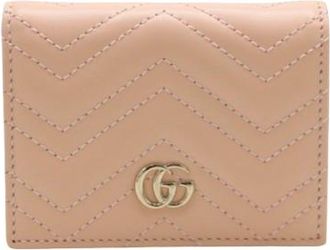 Gucci Blush Leather GG Marmont Card Case Wallet