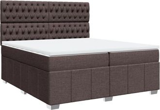 vidaXL Vidaxl - Cama Box Spring Con Colch&oacute;n Tela Marr&oacute;n Oscuro 200x200 Cm