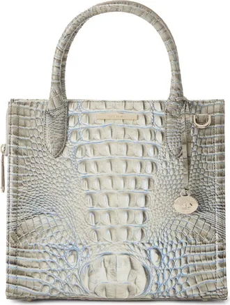 Brahmin Caroline Croc Embossed Leather Satchel in Mindful Grey at Nordstrom