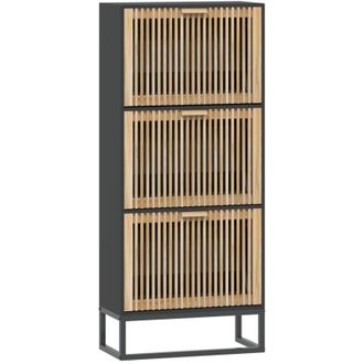 vidaXL Vidaxl - Mueble zapatero madera contrachapada negro 52x25x120 cm